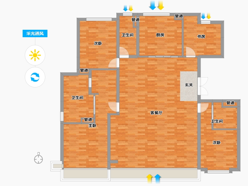 北京-北京市-西山燕庐7/8/196平米户型196m²-149.21-户型库-采光通风