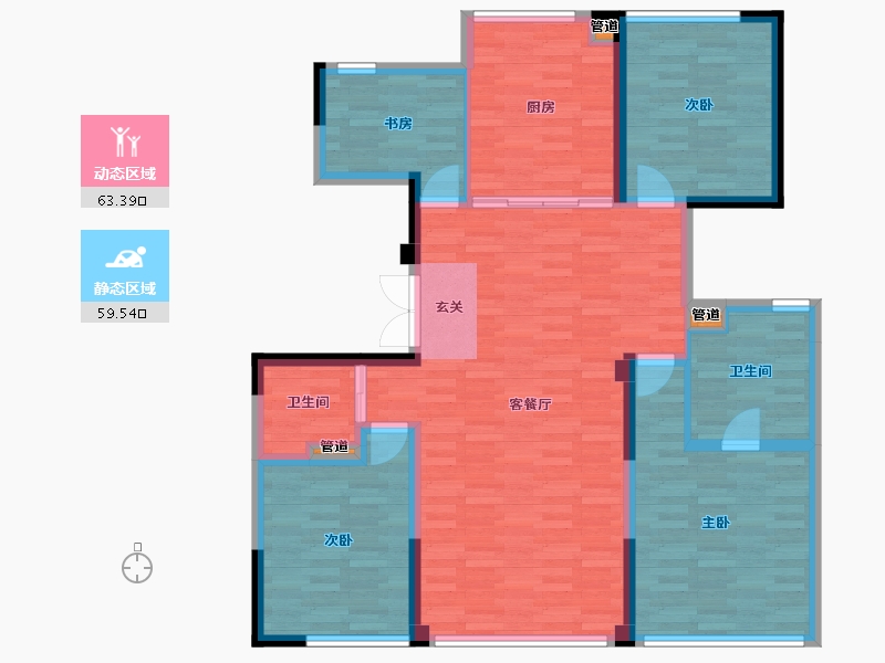 北京-北京市-西山燕庐西区10号楼153m²-111.58-户型库-动静分区