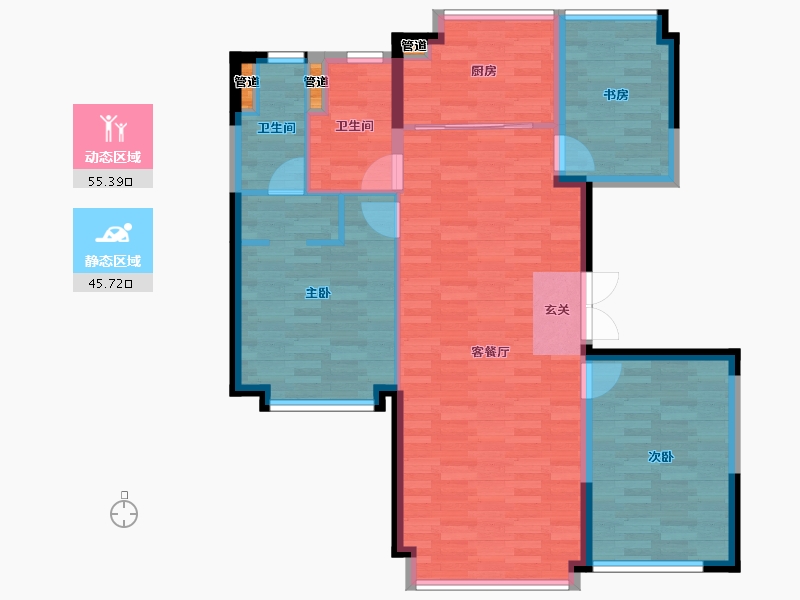 北京-北京市-西山燕庐11号楼123m²-92.56-户型库-动静分区