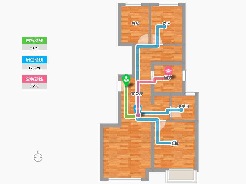 北京-北京市-建邦顺颐府1栋,2栋,3栋,4栋,5栋,建面89m²-61.18-户型库-动静线