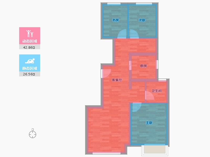 北京-北京市-建邦顺颐府1栋,2栋,3栋,4栋,5栋,建面89m²-61.18-户型库-动静分区