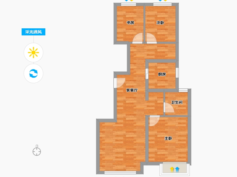 北京-北京市-建邦顺颐府1栋,2栋,3栋,4栋,5栋,建面89m²-61.18-户型库-采光通风