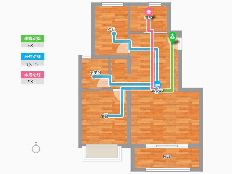 浙江省-杭州市-国誉府B-3栋建面80m²-58.08-户型库-动静线