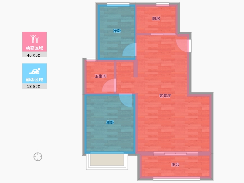 浙江省-杭州市-国誉府B-3栋建面80m²-58.08-户型库-动静分区