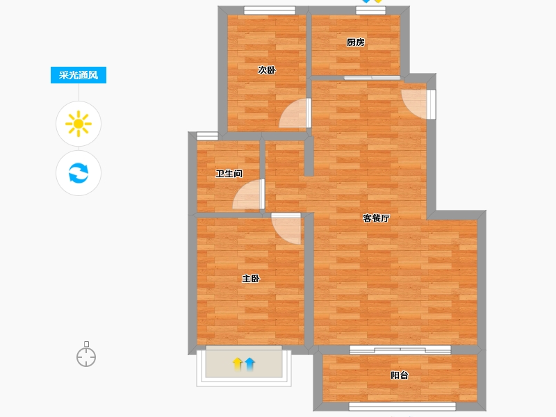 浙江省-杭州市-国誉府B-3栋建面80m²-58.08-户型库-采光通风