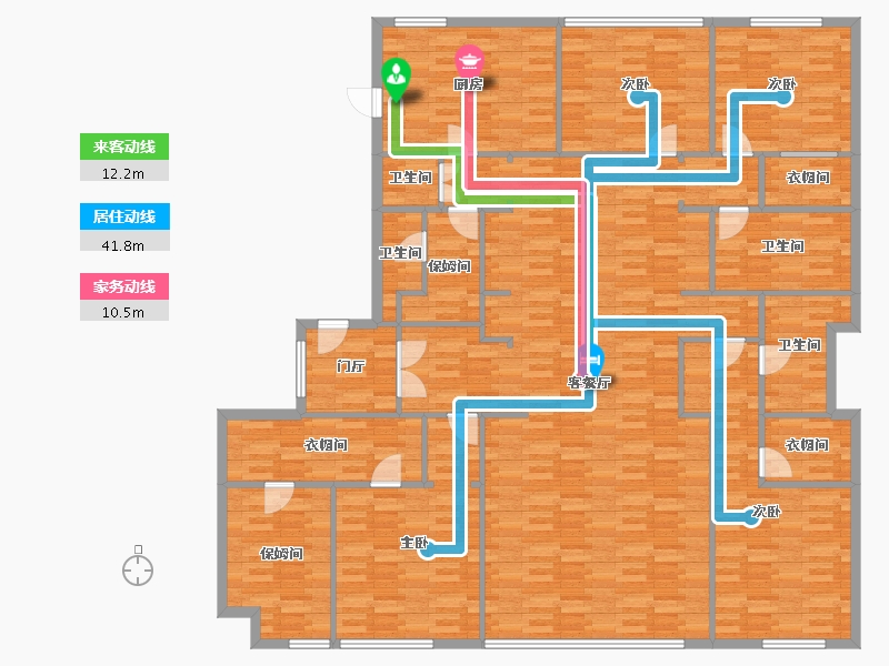 浙江省-杭州市-国锐金嵿3B号楼建面285m²-213.02-户型库-动静线