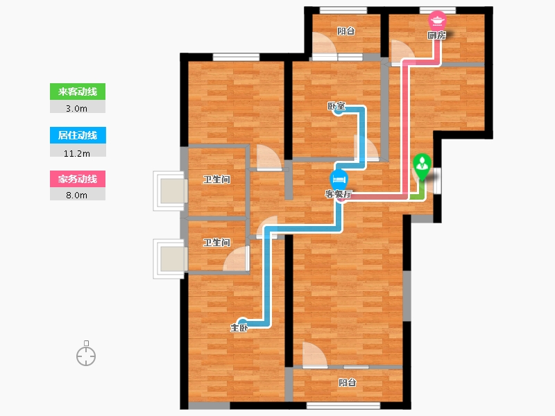 北京-北京市-北京怡园二期9号楼110m²-83.69-户型库-动静线