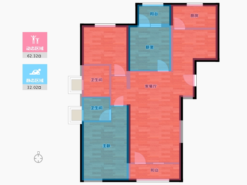 北京-北京市-北京怡园二期9号楼110m²-83.69-户型库-动静分区