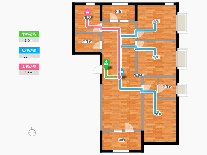 北京-北京市-北京怡园二期4号楼123m²-97.30-户型库-动静线