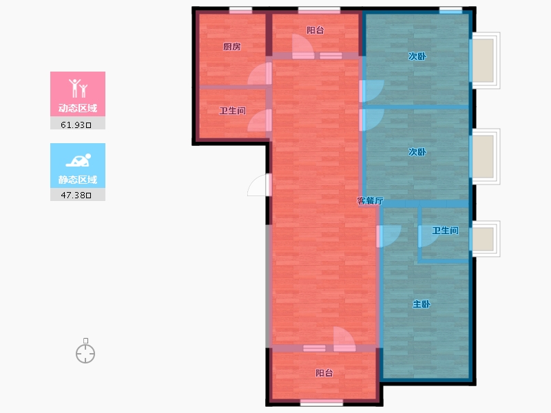 北京-北京市-北京怡园二期4号楼123m²-97.30-户型库-动静分区