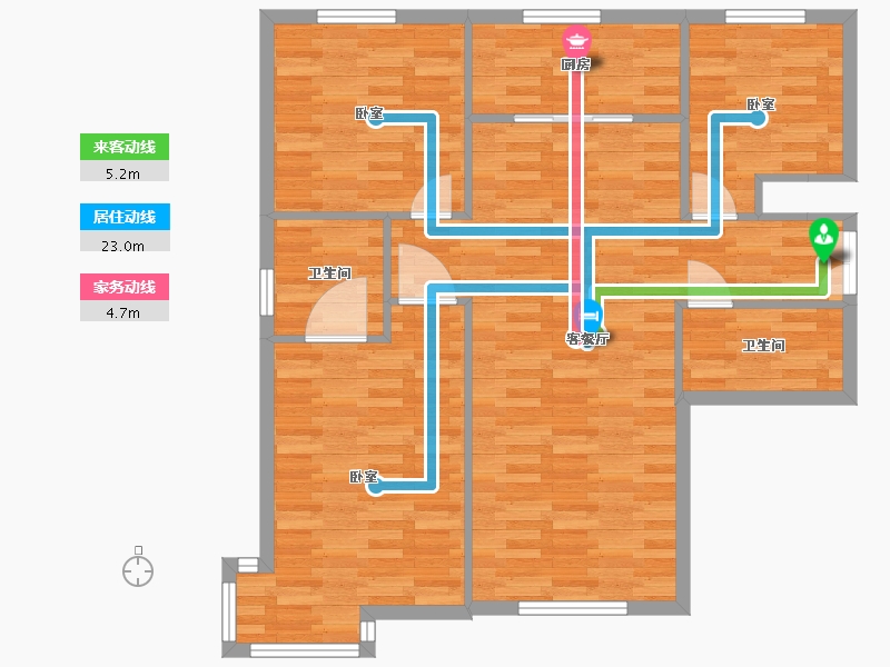 北京-北京市-未来公元30-5号楼B户型136m²-109.10-户型库-动静线