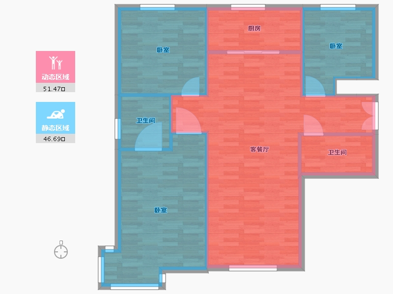 北京-北京市-未来公元30-5号楼B户型136m²-109.10-户型库-动静分区