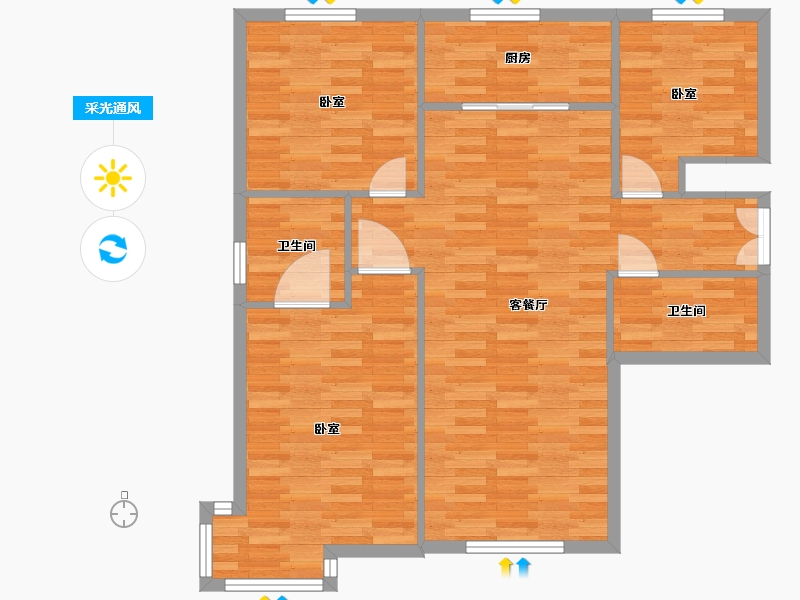 北京-北京市-未来公元30-5号楼B户型136m²-109.10-户型库-采光通风