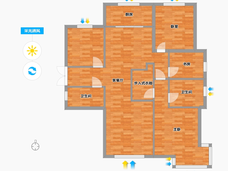 北京-北京市-未来公元30-5号楼C户型147m²-104.13-户型库-采光通风