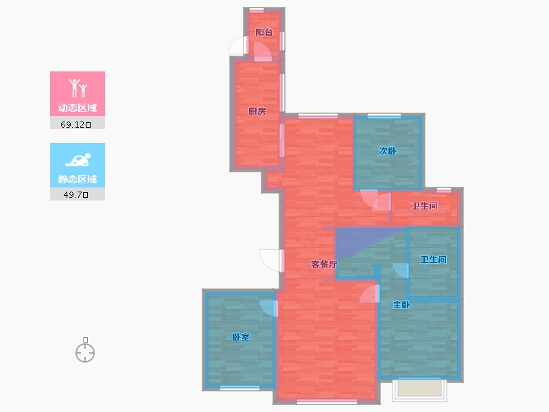 北京-北京市-华润未来城市4号楼,5号楼155m²-102.04-户型库-动静分区