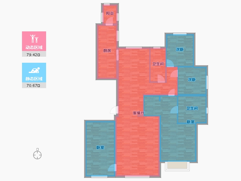 北京-北京市-华润未来城市4号楼,5号楼D户型205m²-135.47-户型库-动静分区