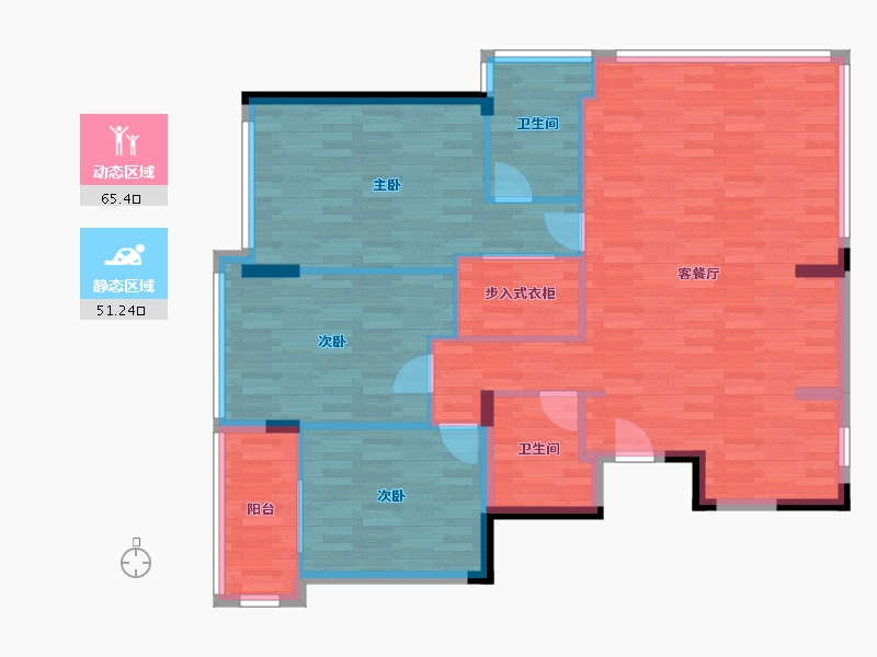 浙江省-杭州市-新湖菲林山-105.91-户型库-动静分区