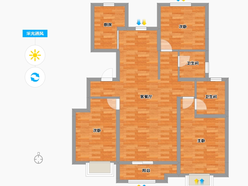 河北省-邢台市-国际华府-93.68-户型库-采光通风