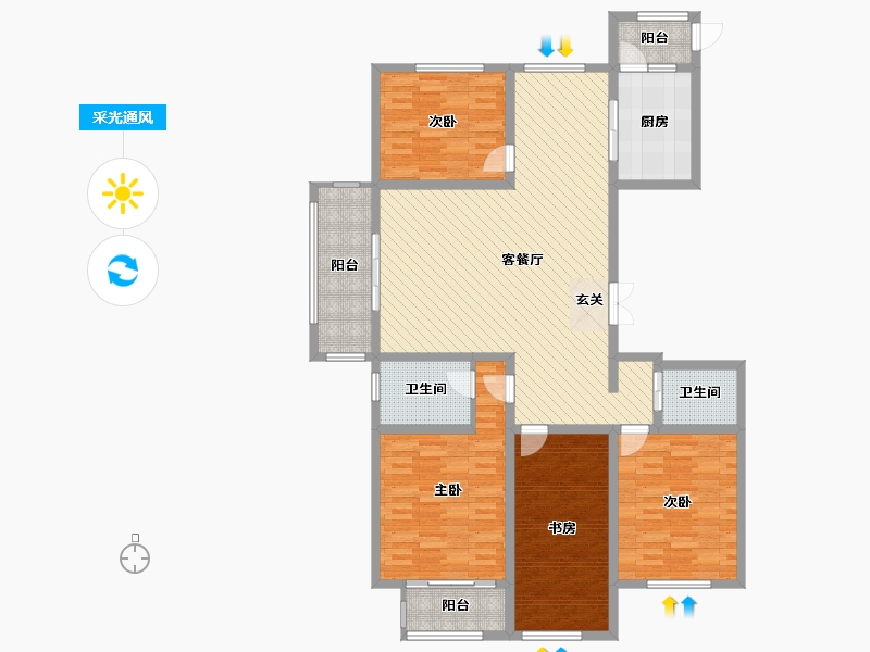 山西省-太原市-丰沃悦湖城-137.95-户型库-采光通风