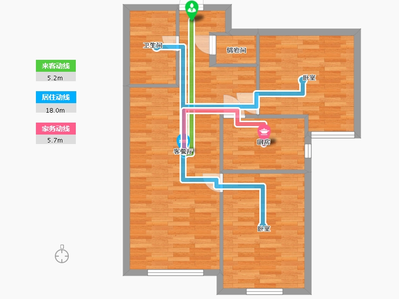 北京-北京市-中海寰宇天下C1户型85m²-67.99-户型库-动静线