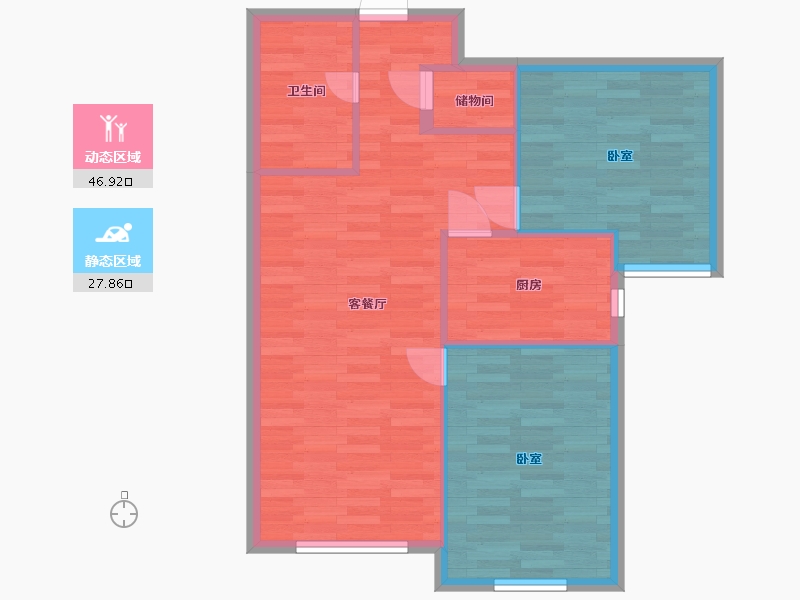 北京-北京市-中海寰宇天下C1户型85m²-67.99-户型库-动静分区