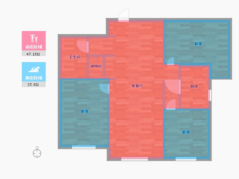 北京-北京市-中海寰宇天下C2户型101m²-74.99-户型库-动静分区