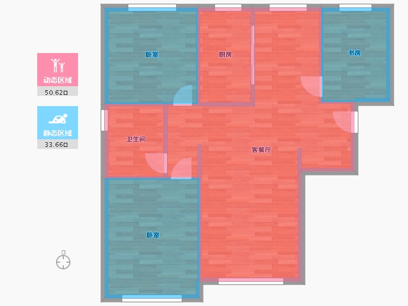 北京-北京市-中海寰宇天下C3户型111m²-77.03-户型库-动静分区