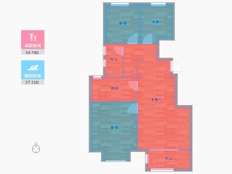 北京-北京市-招商都会湾88m²-60.20-户型库-动静分区