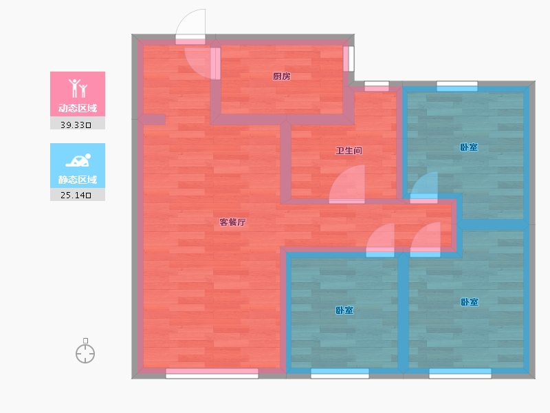 北京-北京市-华润理想国D户型90m²-55.60-户型库-动静分区