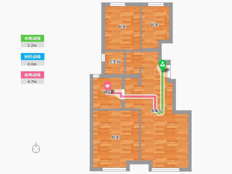 北京-北京市-和悦华玺B户型89m²-62.48-户型库-动静线