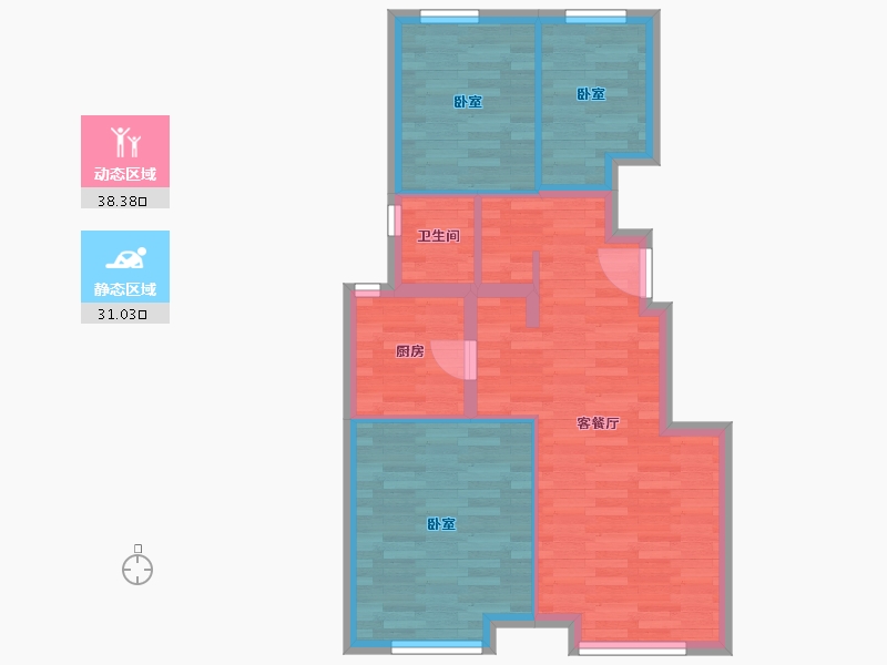 北京-北京市-和悦华玺B户型89m²-62.48-户型库-动静分区