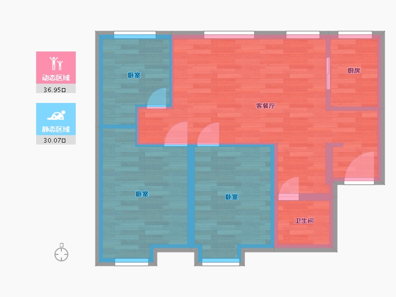 北京-北京市-和悦华玺D户型89m²-59.51-户型库-动静分区