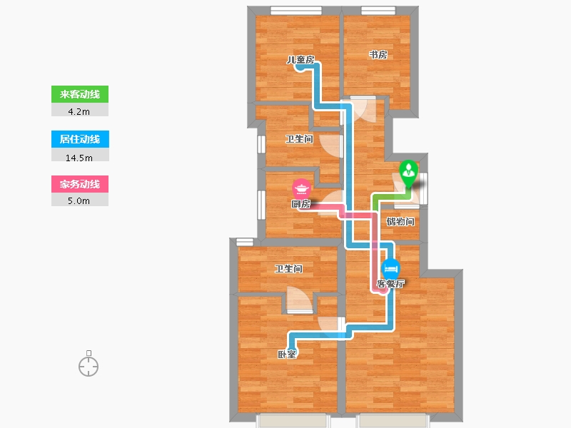 北京-北京市-远洋五里春秋A1户型90m²-61.08-户型库-动静线