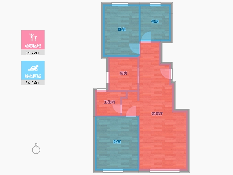 北京-北京市-绿城西府海棠A2户型90m²-62.77-户型库-动静分区