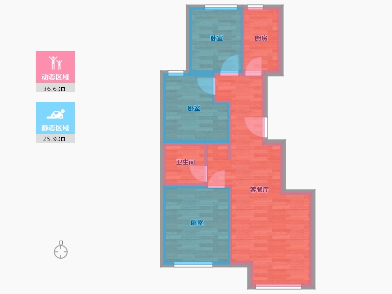 北京-北京市-金辰府B户型89m²-55.27-户型库-动静分区