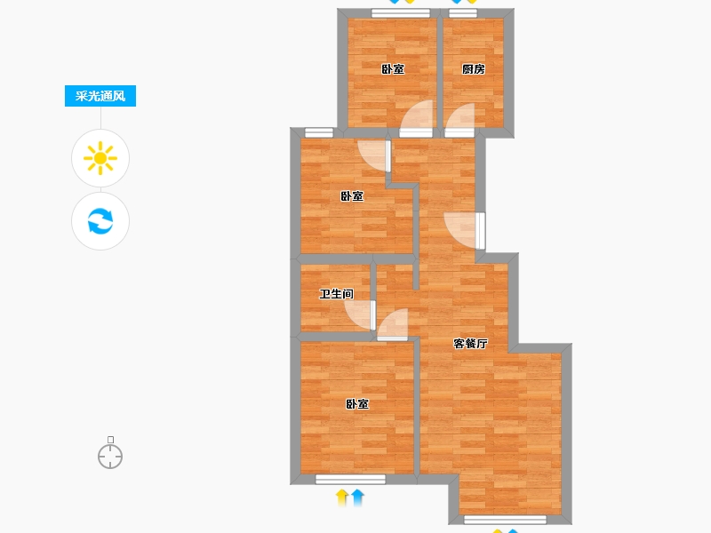 北京-北京市-金辰府B户型89m²-55.27-户型库-采光通风