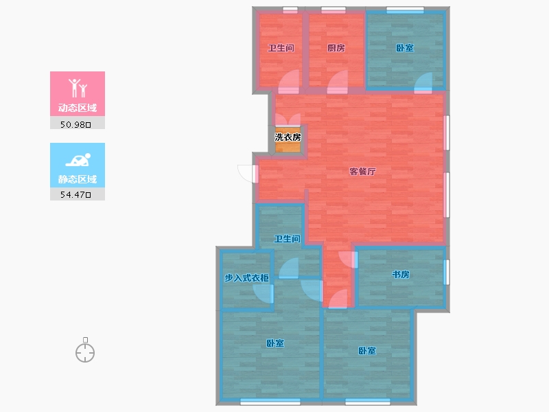 北京-北京市-萬橡悦府E户型137m²-95.19-户型库-动静分区