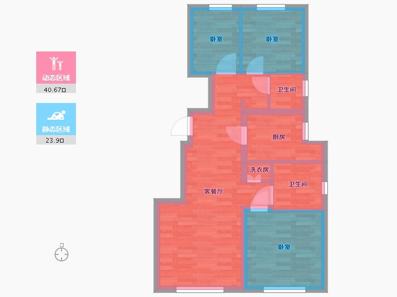 北京-北京市-萬橡悦府A'户型89m²-56.81-户型库-动静分区