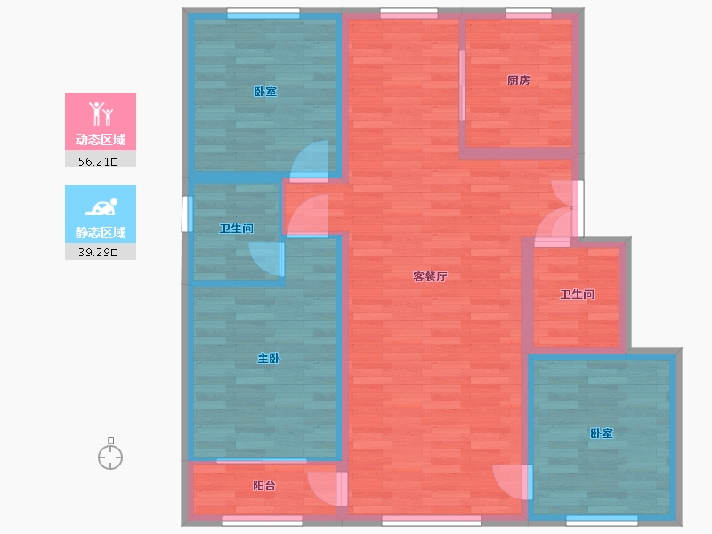 北京-北京市-未来金茂府B户型120m²-85.37-户型库-动静分区