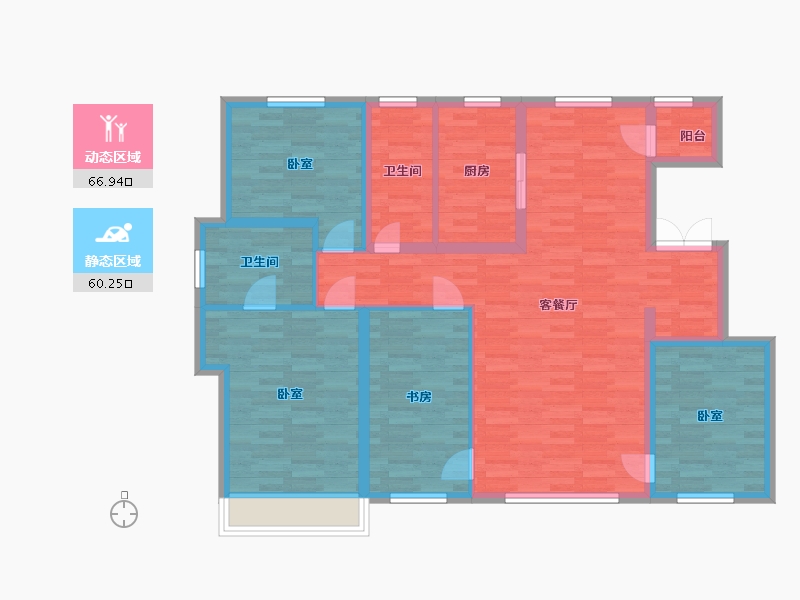 北京-北京市-未来金茂府C户型160m²-114.52-户型库-动静分区