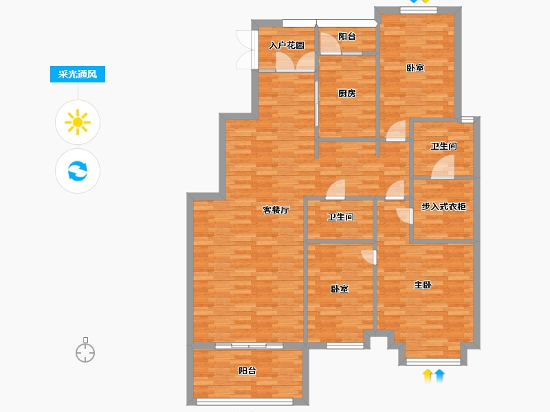 北京-北京市-北京风景D户型150m²-120.89-户型库-采光通风