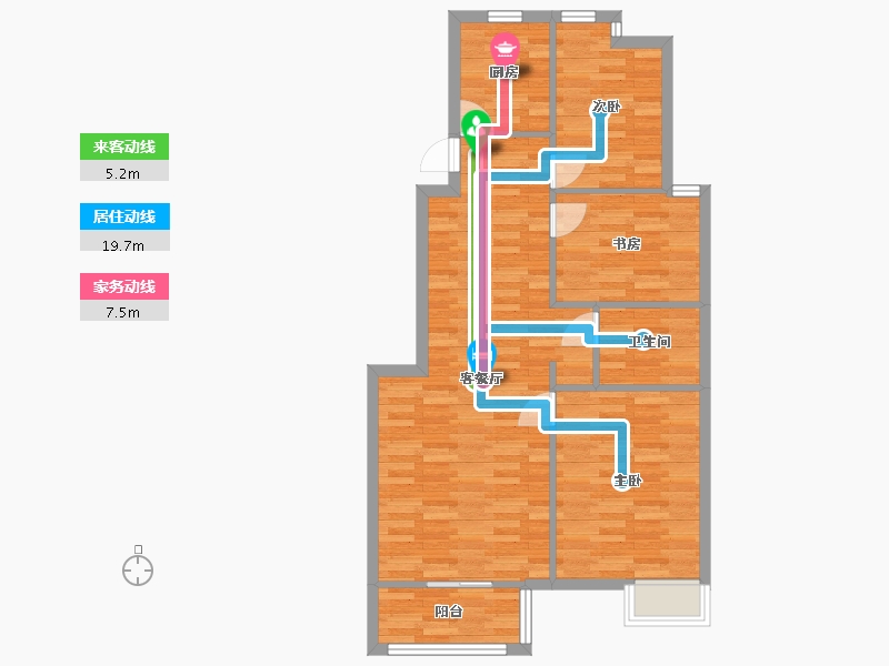 北京-北京市-北京风景C户型110m²-81.21-户型库-动静线