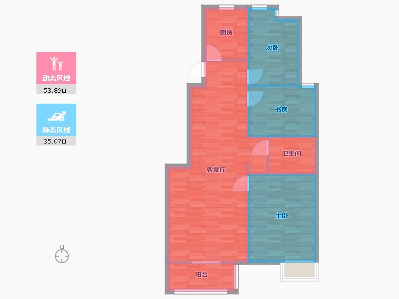 北京-北京市-北京风景C户型110m²-81.21-户型库-动静分区