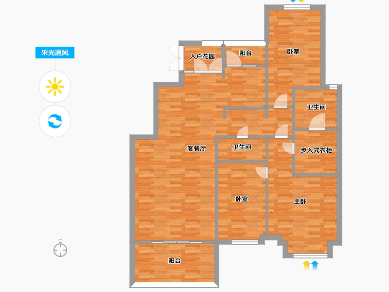 北京-北京市-北京风景E户型145m²-110.71-户型库-采光通风