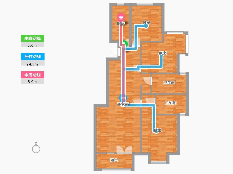 北京-北京市-北京风景A1户型130m²-101.03-户型库-动静线