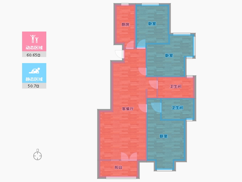 北京-北京市-北京风景A1户型130m²-101.03-户型库-动静分区