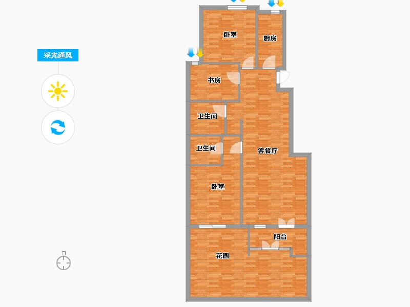 北京-北京市-北京风景A3户型136m²-124.30-户型库-采光通风