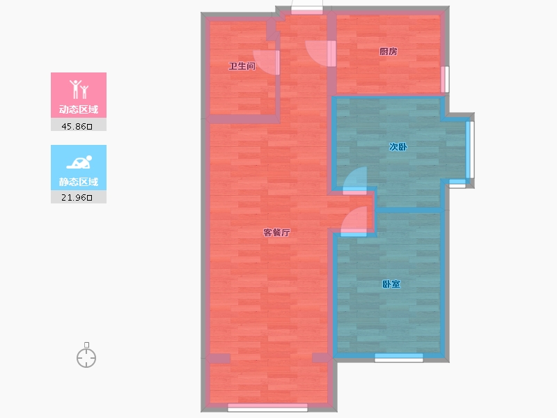 北京-北京市-京投发展公园悦府A户型86m²-60.06-户型库-动静分区