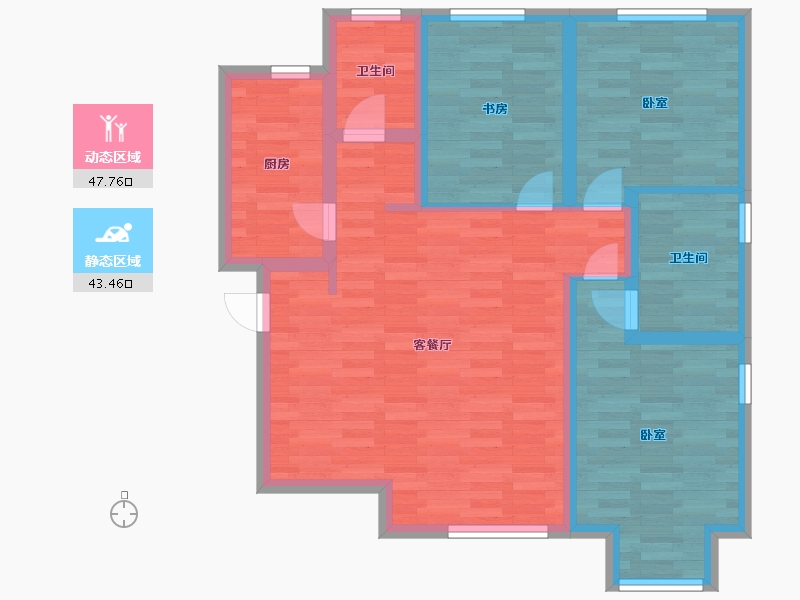 北京-北京市-京投发展公园悦府DS户型113m²-80.86-户型库-动静分区