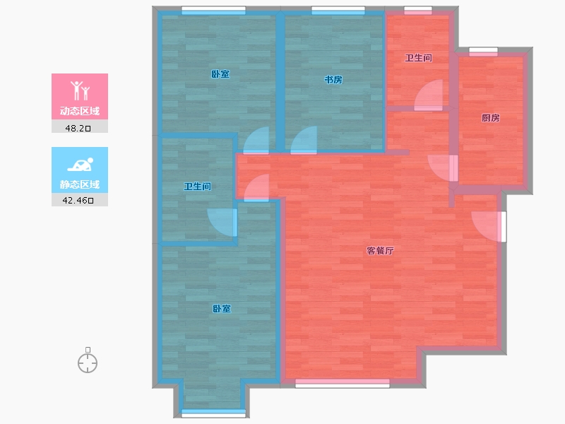 北京-北京市-京投发展公园悦府DS反户型113m²-81.34-户型库-动静分区